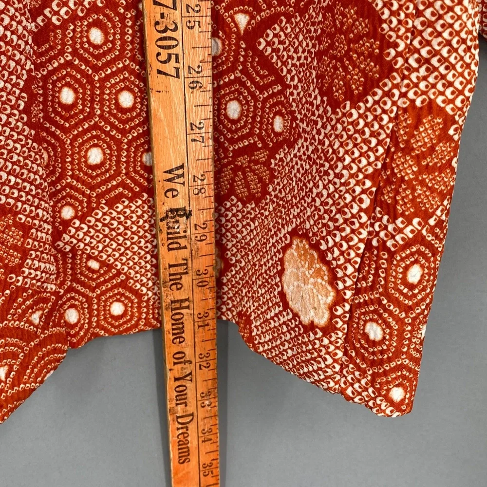 Vintage 60s 70s Orange Floral True Kimono Jacket Textured Hippie Psychedelic - Picture 8 of 14